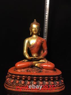 Collection d'antiquités chinoises : Statue en cuivre pur doré de Bouddha Sakyamuni.
