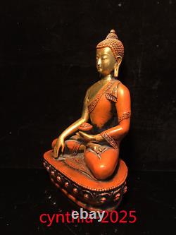 Collection d'antiquités chinoises : Statue en cuivre pur doré de Bouddha Sakyamuni