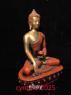 Collection d'antiquités chinoises : Statue en cuivre pur doré de Bouddha Sakyamuni