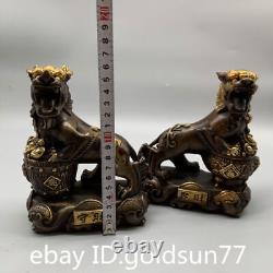 Collection de statues de lions chinois antiques en bronze doré exquis faites à la main