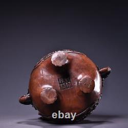 Collection rare chinoise Ancien brûleur d'encens éléphant en cuivre fait main 31317