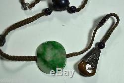 Collier Chinois Antique Chinois Cour Mandarin Qing Jade Précieuse 1910