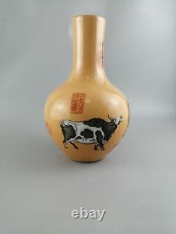 Couleur Chinoise Porcelaine Faite À La Main Vases De Bovins Exquis 9003