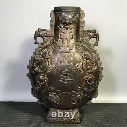 Cuivre Chinois Fabriqué À La Main Sculpté Exquise Fushou Vases 101934