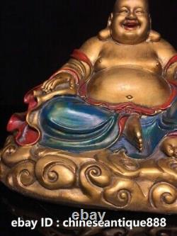 Dessin de bronze du bouddhisme chinois en couleur de richesse et de joie rire statue du Bouddha Maitreya