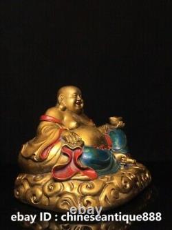 Dessin de bronze du bouddhisme chinois en couleur de richesse et de joie rire statue du Bouddha Maitreya