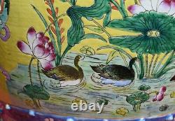 Détroits Chinois Porcelaine Jardin Tabouret Peranakan Nyonya Antique Jaune Sol