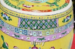 Détroits Chinois Porcelaine Jardin Tabouret Peranakan Nyonya Antique Jaune Sol