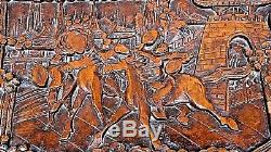 Dragons Sculptés En Bois Et Camphres De Chine Antiques Et Coffre À Couverture De Scène De Combat 29,5 L