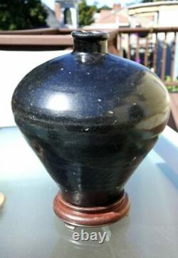 Dynastie De La Chanson Chinoise Vase De Cizhou Glacé Noir Du Musée H 9 1/4 Ca. 11e C