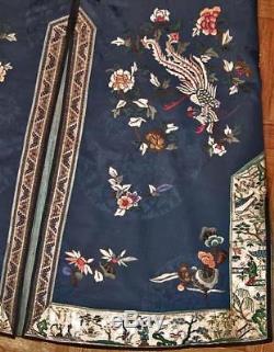 Dynastie Des Qing Chinoise Brodée Et Tissée Satin Lady Robe Robe 19e C