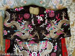 Dynastie Qing Chinoise Brodée De Robe De Dragon En Soie