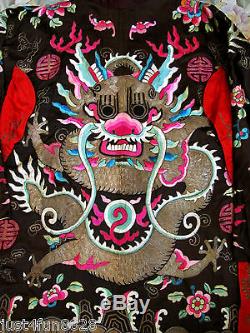 Dynastie Qing Chinoise Brodée De Robe De Dragon En Soie