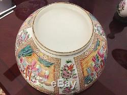 Énorme 19ème C. Chinoise Dynastie Qing Famille Rose Porcelaine Punch Bowl