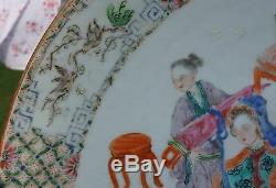 Énorme 38cm, Assiette Huit Immortels Chinois En Porcelaine De La Famille Rose, 19ème