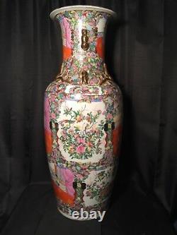 Énorme 42 Famille Rose Médaillon Vase Palace Vase Vase Porcelaine Chinoise