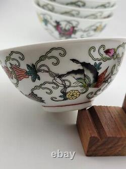 Ensemble de 6 bols en porcelaine chinoise Jingdezhen vintage avec des papillons. Peint à la main.