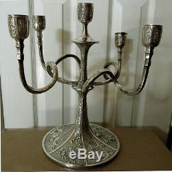 Export Argent Candelabra Chinois C1890 Hongxing 50 Onces
