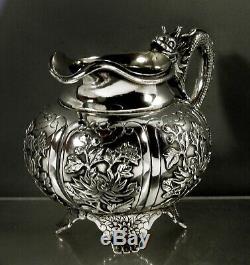 Export Silver Dragon Chinois Pitcher C1875 Wing Cheong