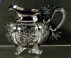 Export Silver Dragon Chinois Pitcher C1875 Wing Cheong