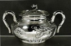 Exportation Chinoise Silver Dragon Bowl C1875 Chong Woo