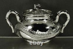 Exportation Chinoise Silver Dragon Bowl C1875 Chong Woo