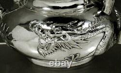 Exportation Chinoise Silver Dragon Bowl C1875 Chong Woo