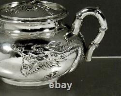 Exportation Chinoise Silver Dragon Bowl C1875 Chong Woo