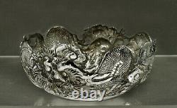 Exportation Chinoise Silver Dragon Bowls C1890 Wang Hing