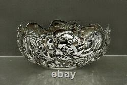 Exportation Chinoise Silver Dragon Bowls C1890 Wang Hing