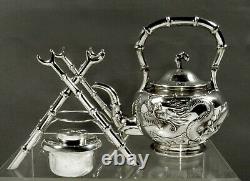 Exportation Chinoise Silver Dragon Kettle C1875 Wing Chun