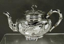 Exportation Chinoise Silver Dragon Teapot C1875 Chong Woo