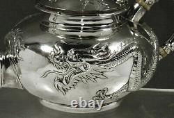 Exportation Chinoise Silver Dragon Teapot C1875 Chong Woo