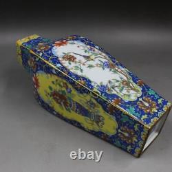 Exquise Ancienne Porcelaine Chinoise Émail Couleur Dorée Main Peintes Fleurs Vase 285