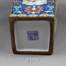 Exquise Ancienne Porcelaine Chinoise Émail Couleur Dorée Main Peintes Fleurs Vase 285