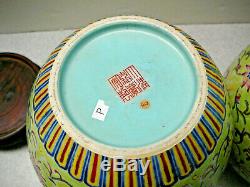 Famille Chinoise Importante Pr Rose Pots / Vases Et Marque Jiaqing 18e Période / 19thc