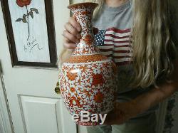 Fer Porcelaine Chinoise Importante Bajixiang Rouge Vase Daoguang Mark & ​​période 19thc