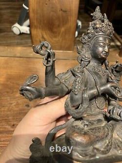 Figure Tibétaine Chinoise Antique De Bouddha De Bronze Qing Chine Asiatique
