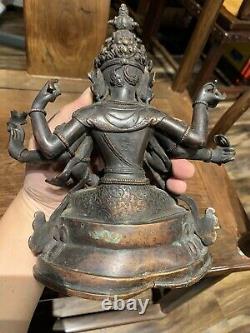 Figure Tibétaine Chinoise Antique De Bouddha De Bronze Qing Chine Asiatique