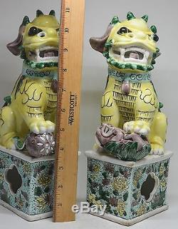 Figurine De Chien Foo Peinte À La Main En Porcelaine Chinoise, Grande