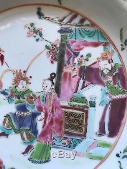 Fine Antique Chinois Yongzheng Famille Rose Plaque Porcelaine Véritable Original 18c