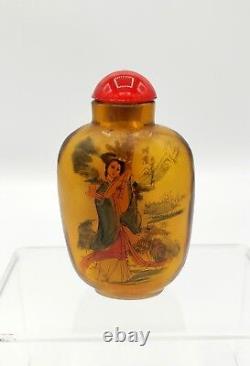 Flacon à tabac en peinture inversée chinoise du 19e siècle