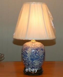 Ginger Jar Lamps Phénix Paire De Thé De Porcelaine Bleu Et Blanc Caddy Vases 7-o