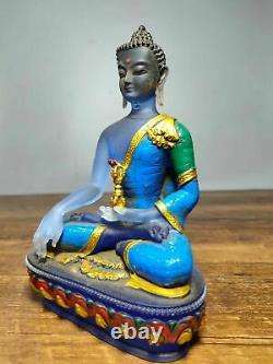 Glace De Couleur Chinoise Shakyamuni Amitabha Bouddha Sakyamuni Tathagata Dieu Statue