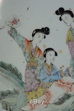 Grand Bassin De Porcelaine Chinoise Antique De 42cm Bassin De Belles Femmes Dans Le Jardin Qing