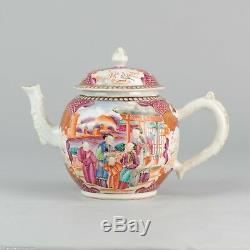 Grand Poterie En Porcelaine De Chine Vers 1750 Pot À Thé Mandarin Famille Rose Museum Piece
