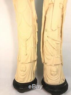 Grand Statues En Résine Vintage Fait À La Main Vintage Chinois / Italiens 'ivory' (paire) Norleans