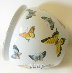 Grand Vtg Pot Chinois De Porcelaine Jardiniere Bowl Vase Planter Butterflies