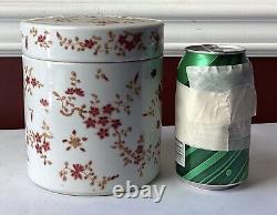 Grand pot en porcelaine chinoise ancienne / boîte à thé, 5 5/8 T x 5 L, marqué