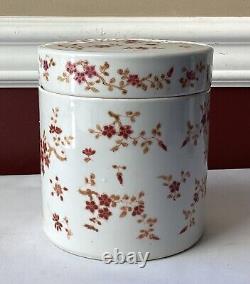 Grand pot en porcelaine chinoise ancienne / boîte à thé, 5 5/8 T x 5 L, marqué
